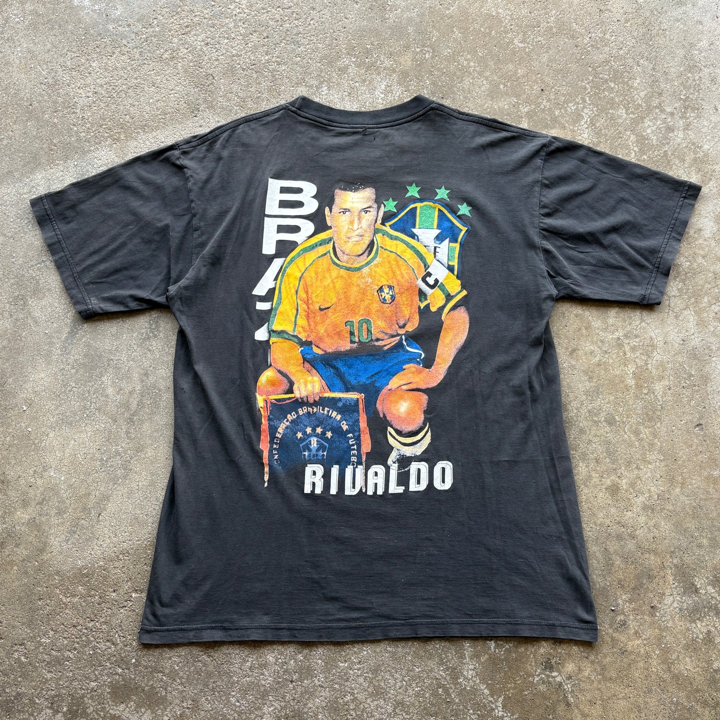 90s Brazil Rivaldo Rap Tee Large