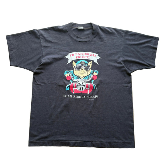 Vintage 90s Biker Pig Jap Crap Tee XL