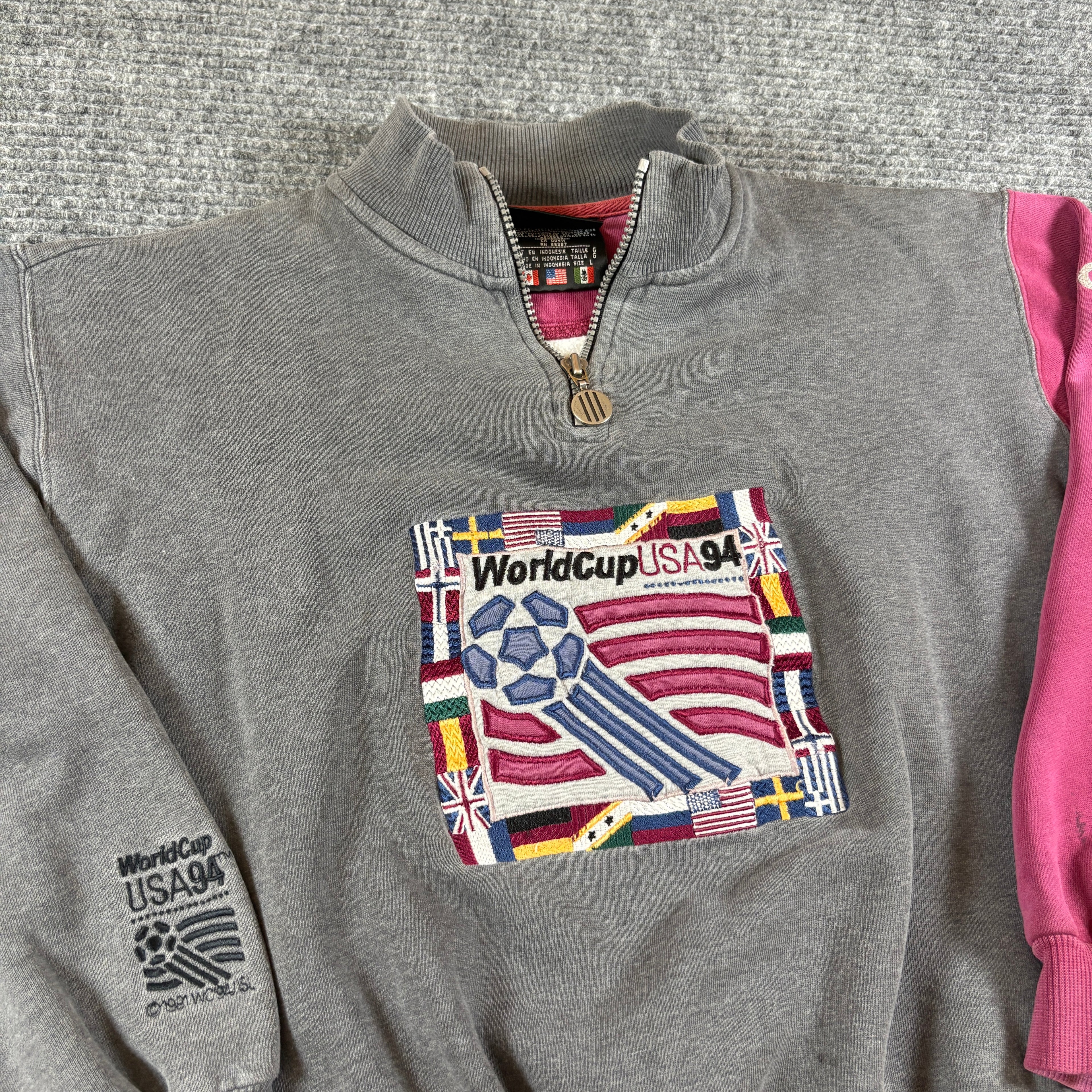 1994 World Cup Adidas Embroidery Quarterzip Kids L