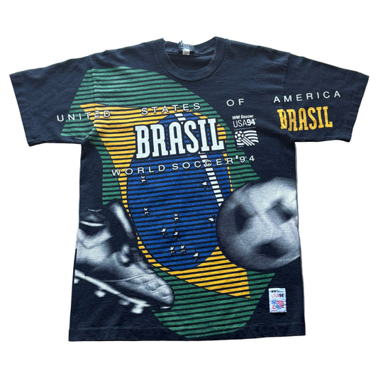 1994 World Cup Brazil AOP Black Tee Large