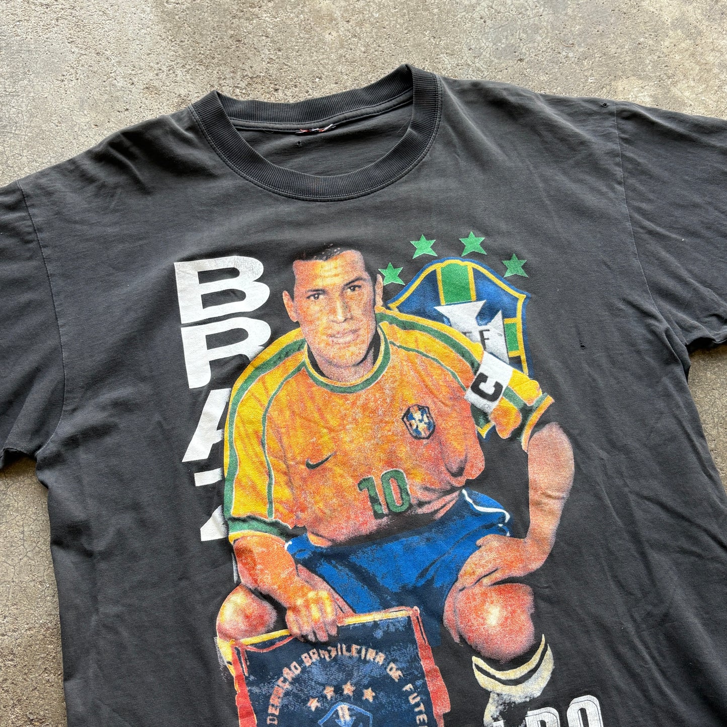 90s Brazil Rivaldo Rap Tee Large