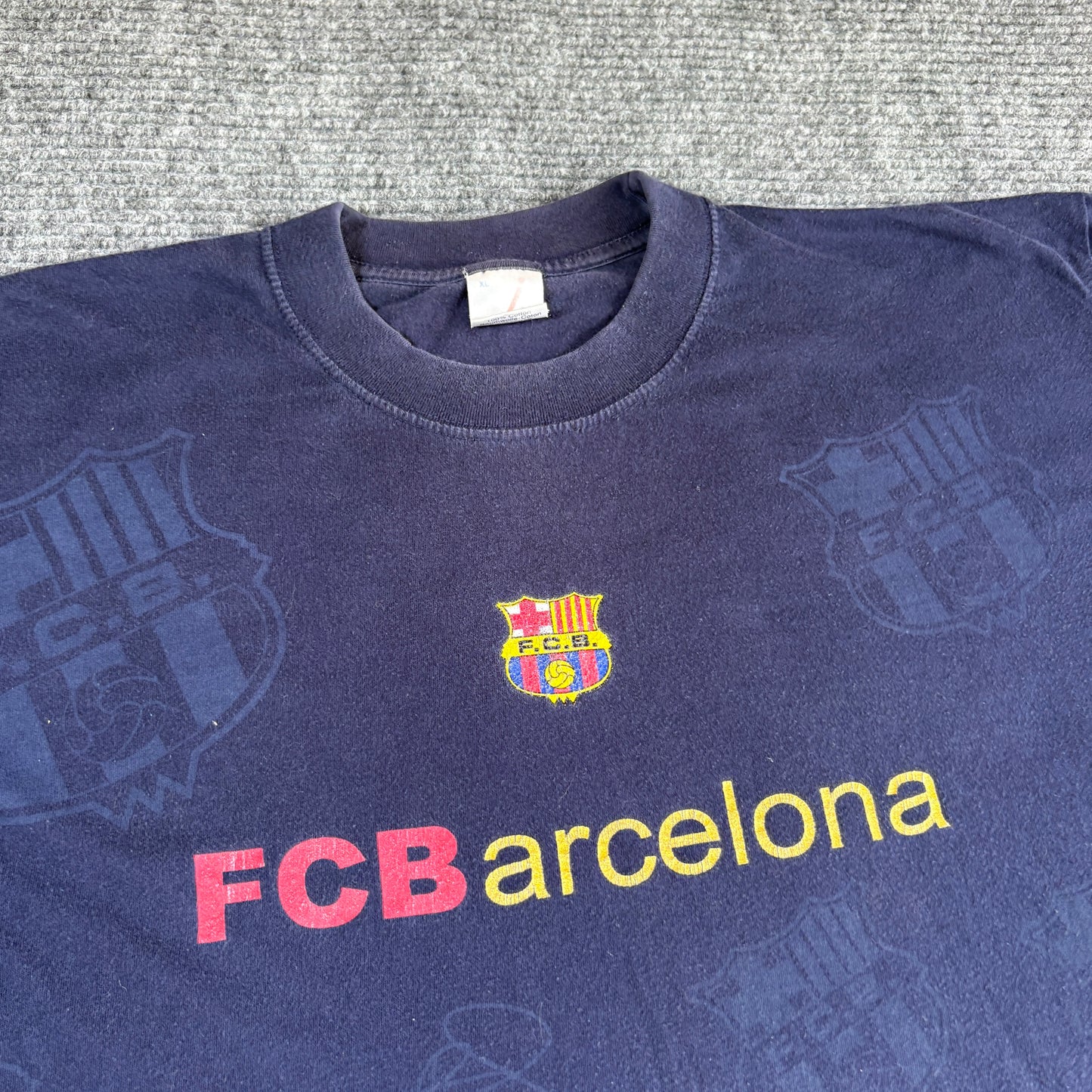 Vintage FC Barcelona Navy Blue AOP XL