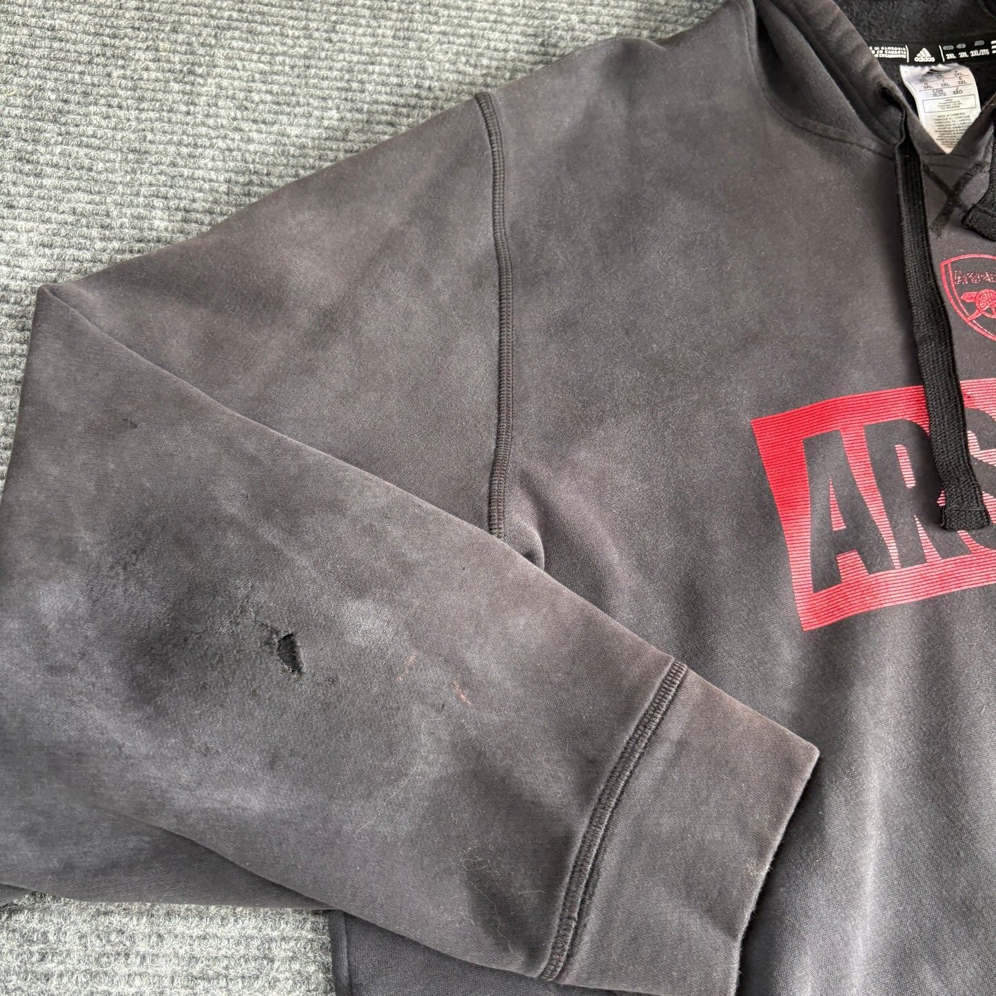 Faded Y2K Adidas Arsenal Black Hoodie 3XL