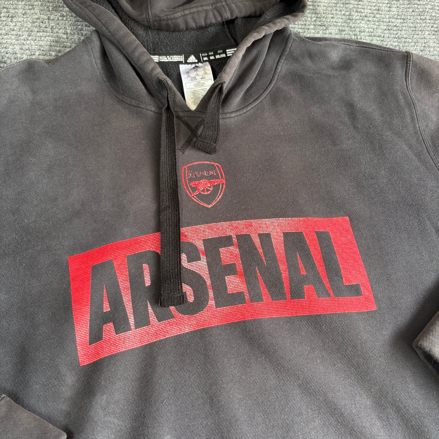 Faded Y2K Adidas Arsenal Black Hoodie 3XL