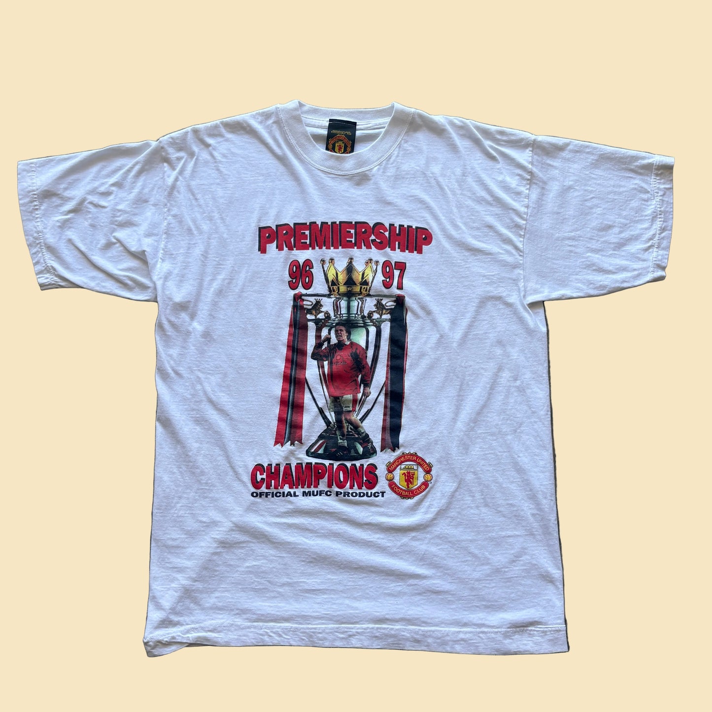 1996-97 Manchester United David Beckham Champions Tee XL
