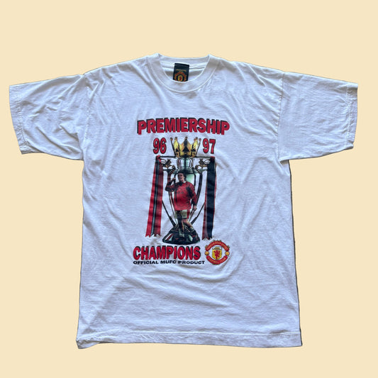 1996-97 Manchester United David Beckham Champions Tee XL