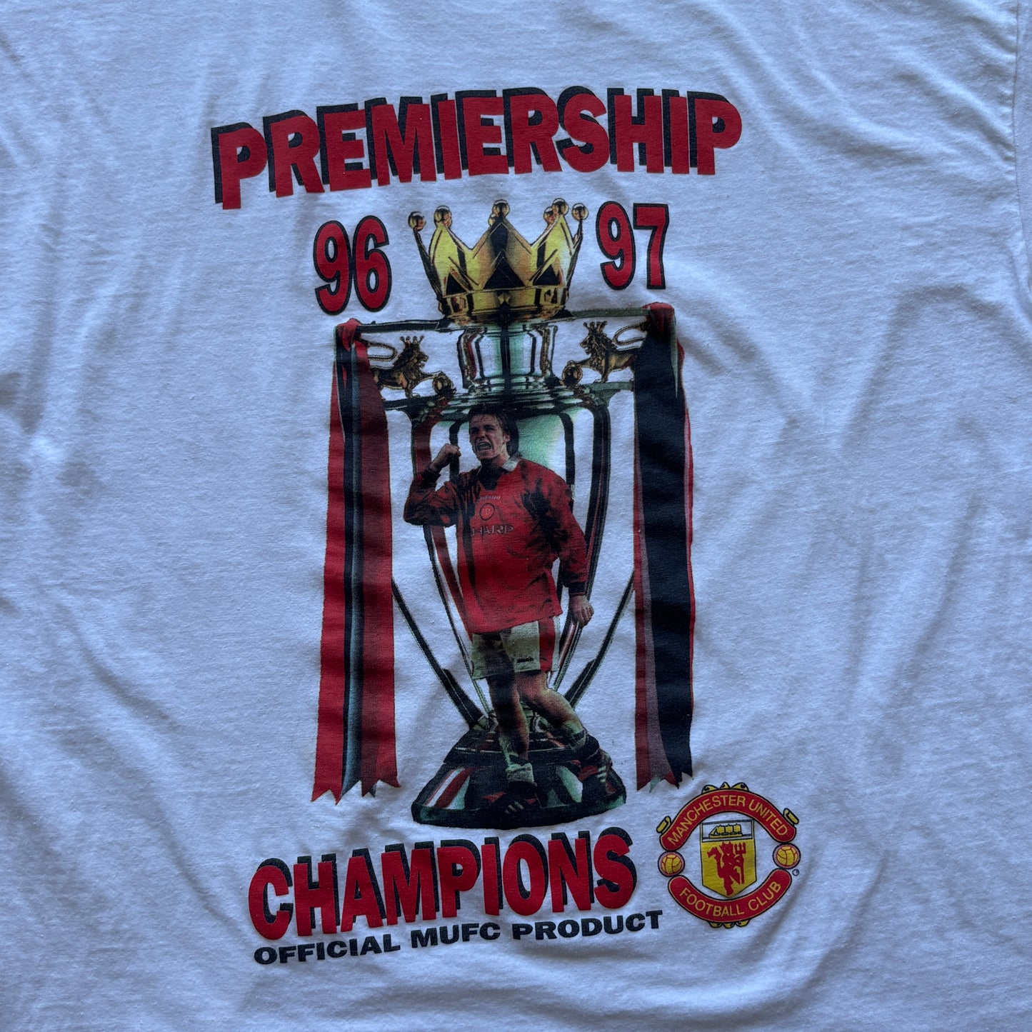1996-97 Manchester United David Beckham Champions Tee XL